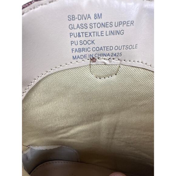 Betsey Johnson Western Boots Diva Womens 8 Shiny Brown Rhinestones Pointed Toe - Picture 9 of 13